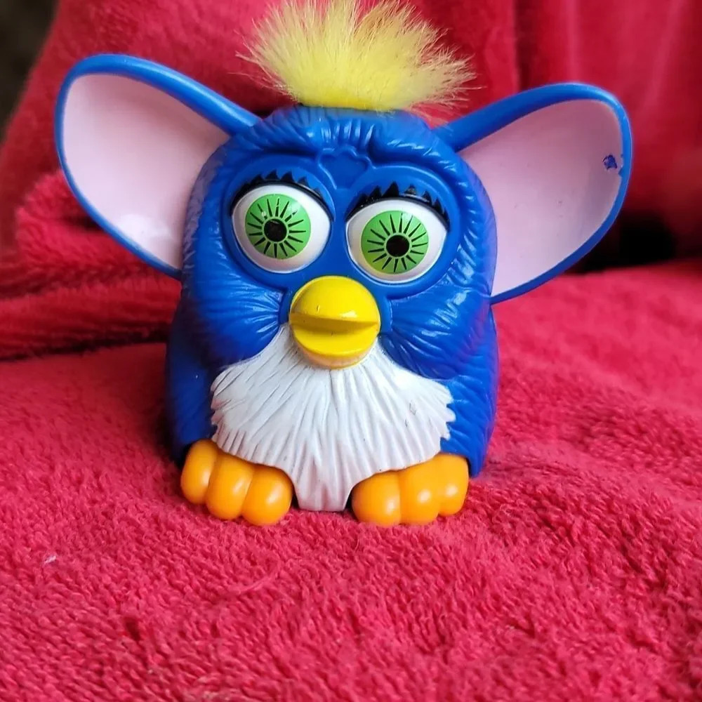 Vintage Furby Toy McDonalds Happy Meal Toy Blue Yellow Hair 1998 Kids